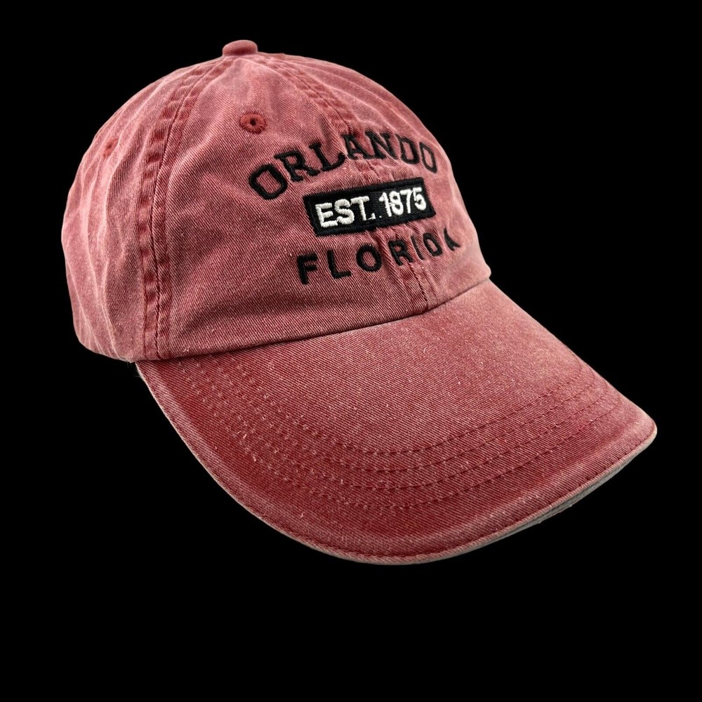 Tourist Cap Burnt Orange w/Black and White Embroidery Orlando FL, Adjustable, OS